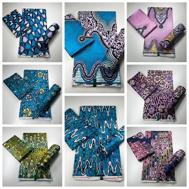 

2022 новая самая популярная модная африканская золотая восковая ткань с принтом Анкара, 6 ярдов, 100% хлопок, Настоящая Африканская ткань