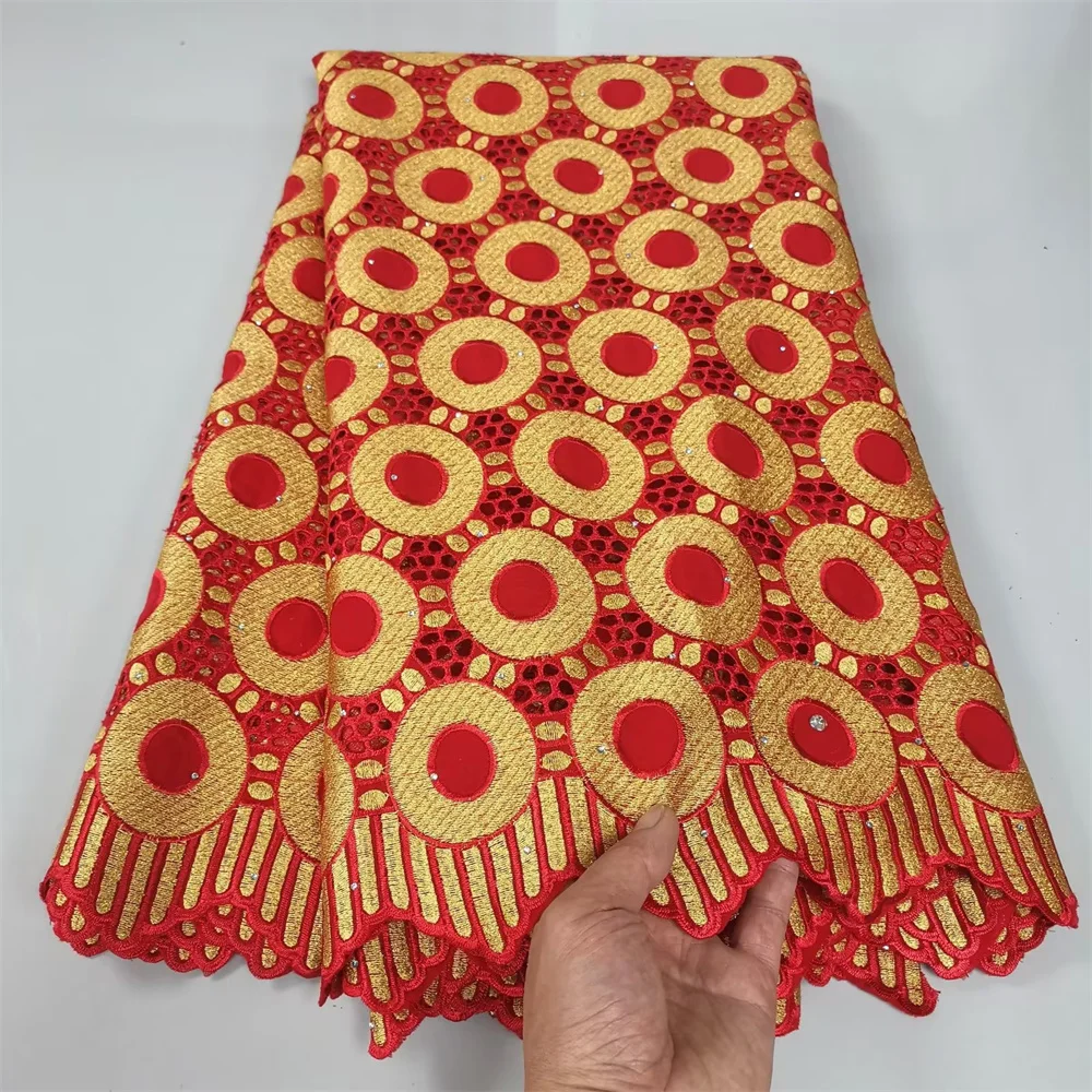 

Африканская сухая хлопковая кружевная ткань 2023, Высококачественная швейцарская вуаль, кружево в Швейцарии с камнями, нигерийская кружевная ткань для шитья платья