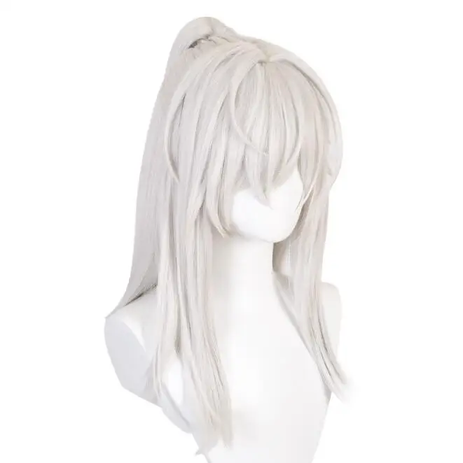 Парик для косплея игры Honkai: Star Rail Jing Yuan длинный серебристый белый термостойкий