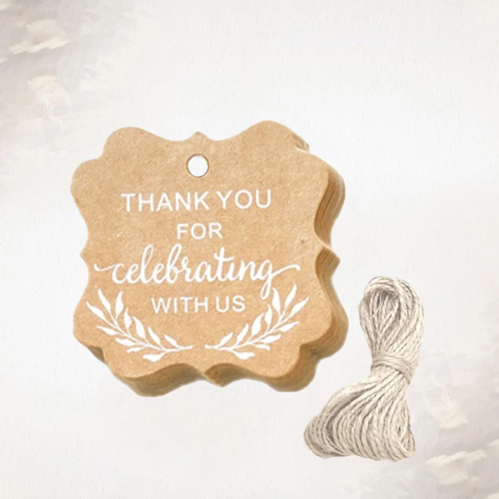 

100pcs Tags Kraft Printing Tags with String for Package Gift Wedding Party
