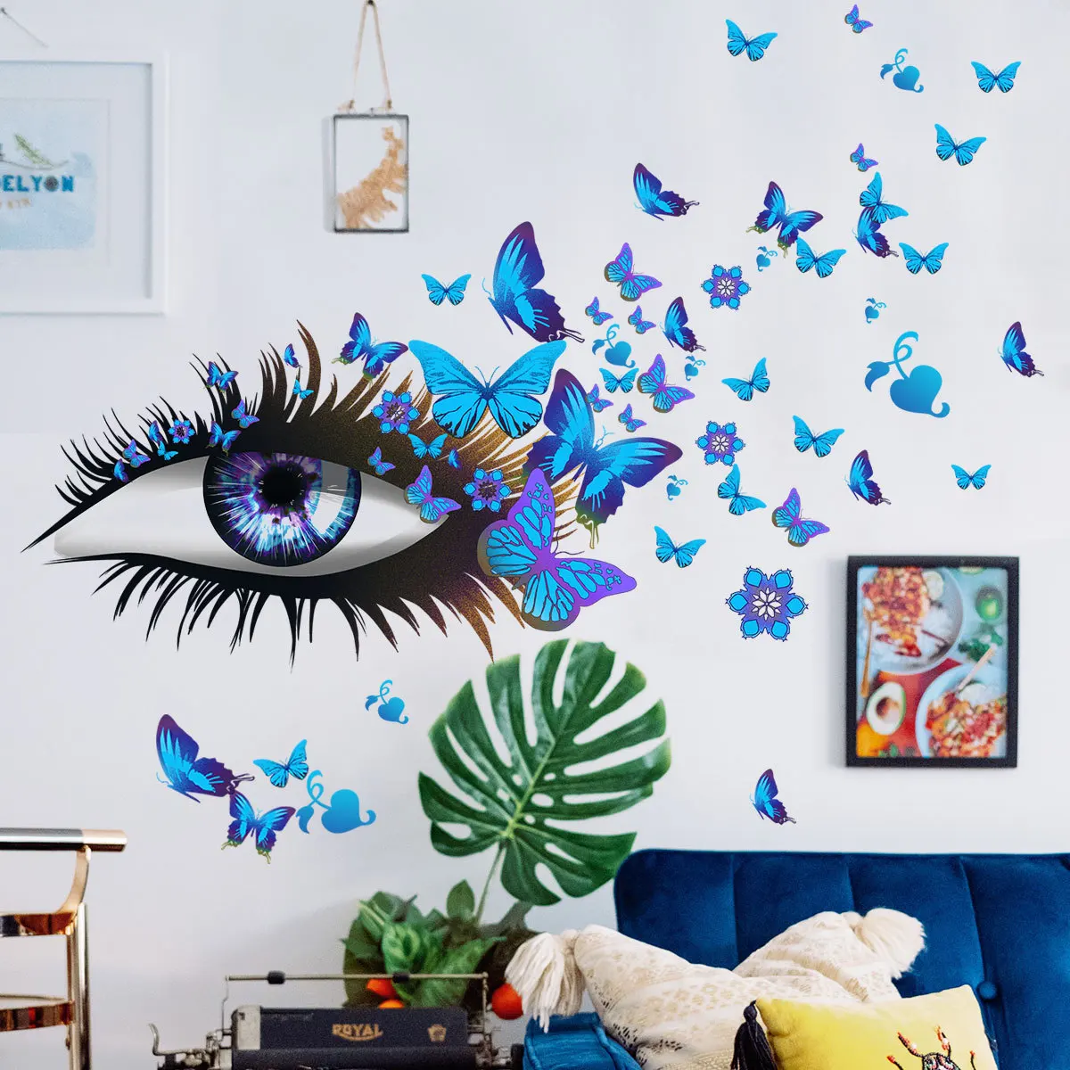 

Creative Beautiful Eye Butterflies Wall Sticker for Girls Room Living Room Bedroom Decoration Art Decals Home Decor