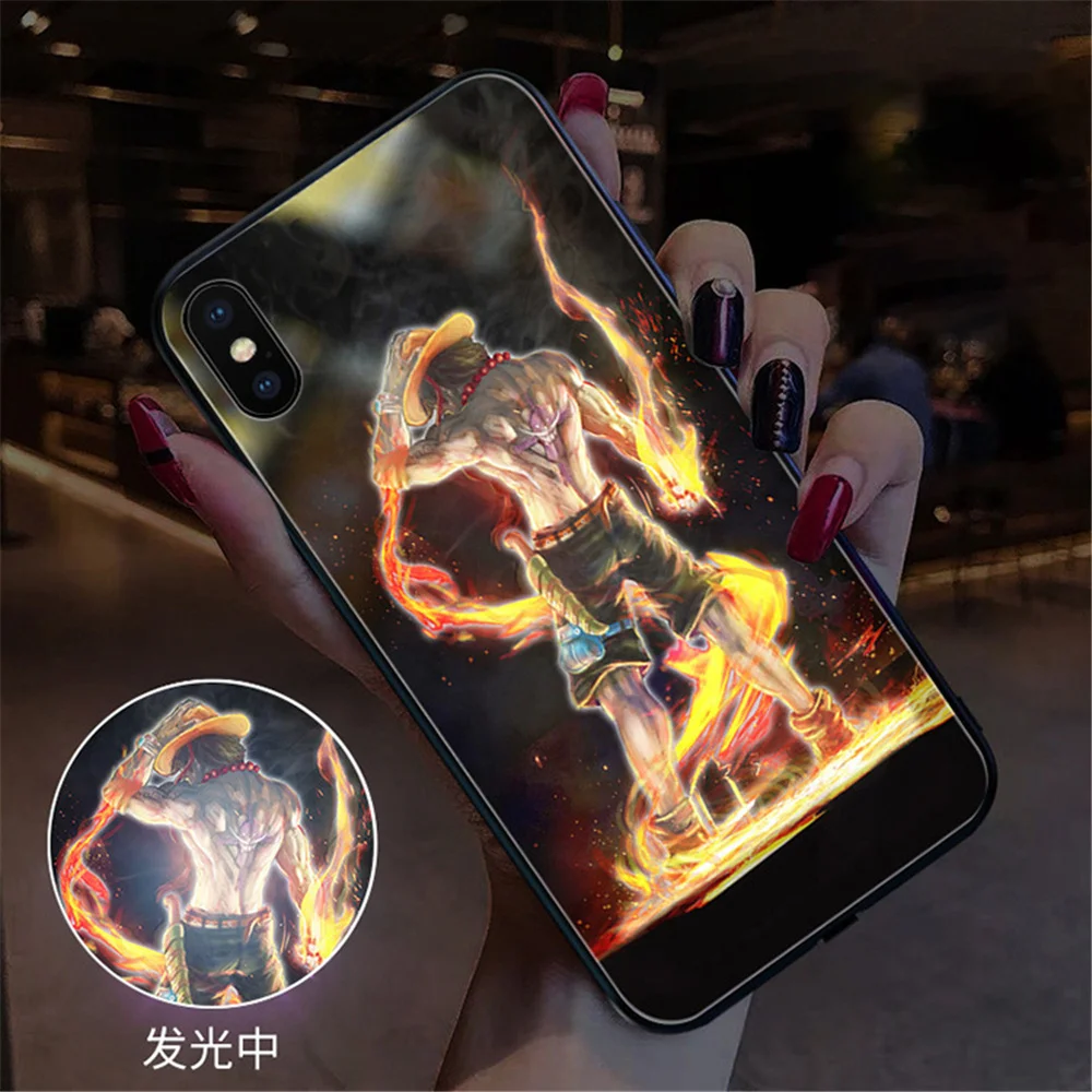 

Amazing Japanese Anime The King Of Ocean Tempered Glass Phone Case With LED Light Up For iPhone 13 12 Pro Max 11 X XS 8 7 6
