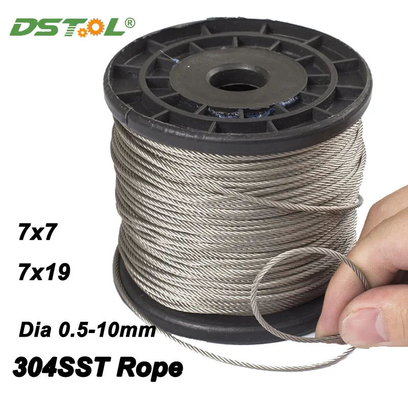 1/10 м 304 Проволочный Трос из нержавеющей стали диаметр 0,5-10 мм мягкий рыболовный подъемный кабель 7x7 7x19 вешалка для одежды вешалка для сушки