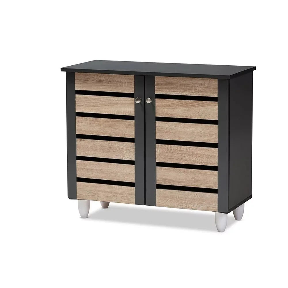 

Shoe cabinet modern and modern two-tone oak and dark grey 2 door shoe locker