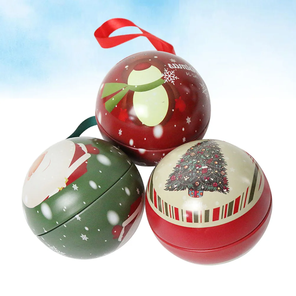 

3pcs Mint Tins Christmas Metal Ornament Xmas Gift Box Metal Xmas Eve Box Christmas Empty Tins Christmas Tea Tin