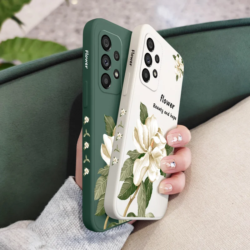 Чехол с цветами магнолии для Samsung Galaxy A73 A53 A33 A23 A13 A03 A72 A52 A52S A32 A22 A12 A02 A02S A71 A51 A31 A21S 4G 5G