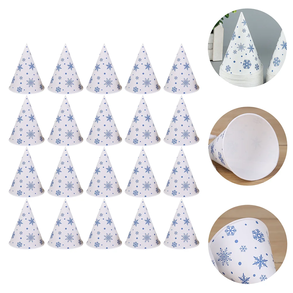 

100pcs Paper Containers Disposable Party Supplies Snowflake Printed Water Cups