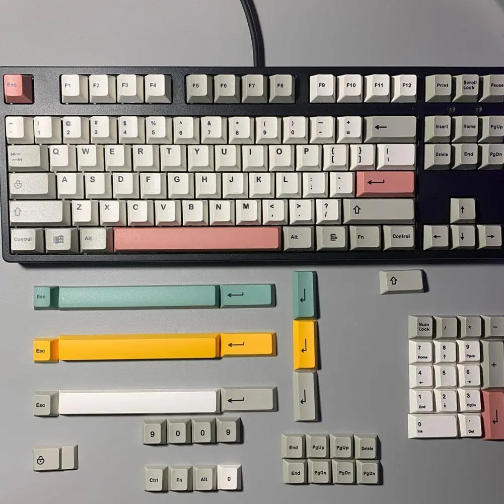 

134 Keys 9009 Retro Gray White Keycaps PBT Dye Sublimation Keys Caps For MX Switch Mechanical Keyboard Keycaps QX XDA Profile