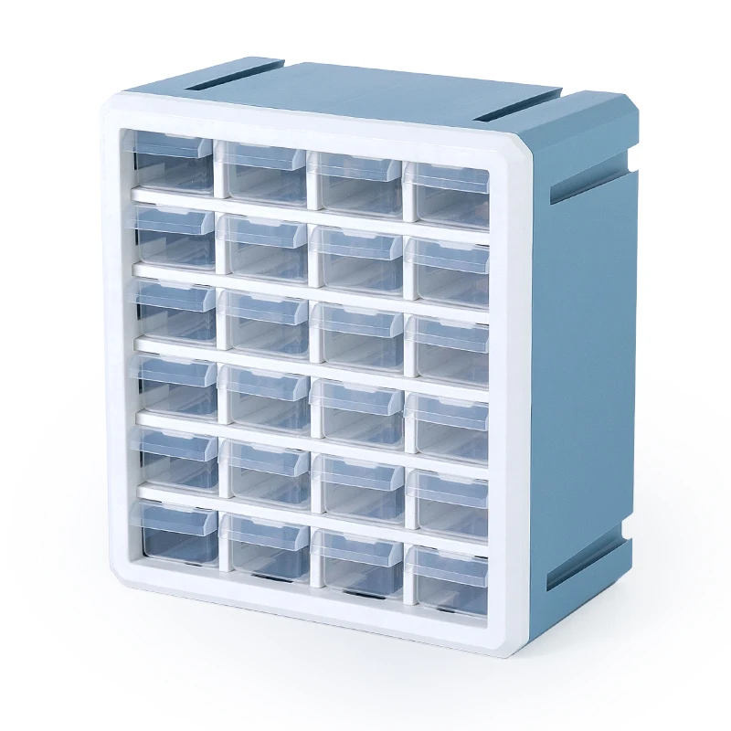 Пластиковый органайзер 24 ящика синего цвета