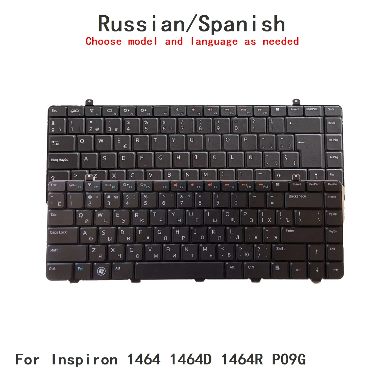 Фото Новая русско-испанская клавиатура для ноутбука Dell Inspiron 1464 1464D 1464R P09G, сменная клавиатура для ПК №1