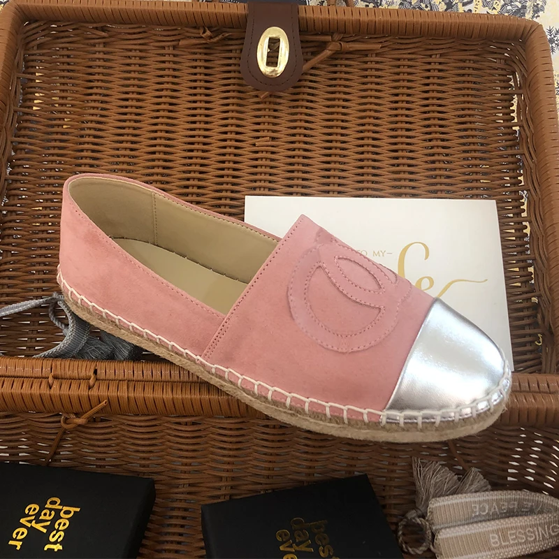 New Lint  Breathable Loafers Casual Rushed Hemp Flax Shoes Slip On Women Peas Flats Blue Color Summer