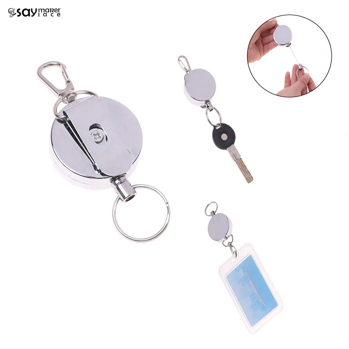 

1PCS Pull Keyring Extendable Metal Key Chain Ring Belt Clip Id Badge Holder Clip Keychain Ring Clip