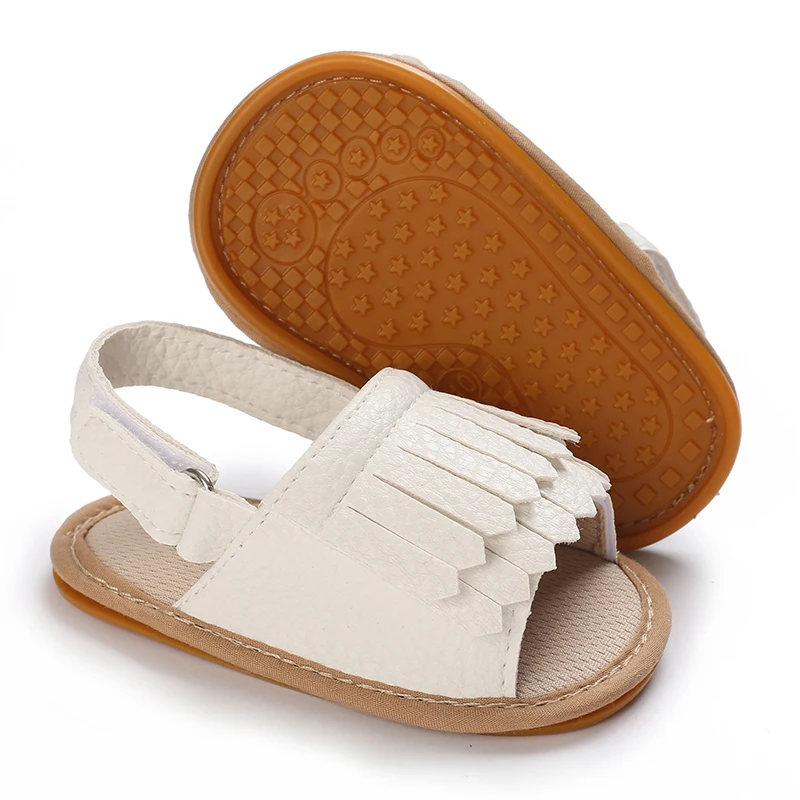 

Baby Girls Summer Sandals Cute Fashion Tassel Flat Shoes Non-slip Flat Rubber Soft Sole Toddler First Walker Shoes Footwear