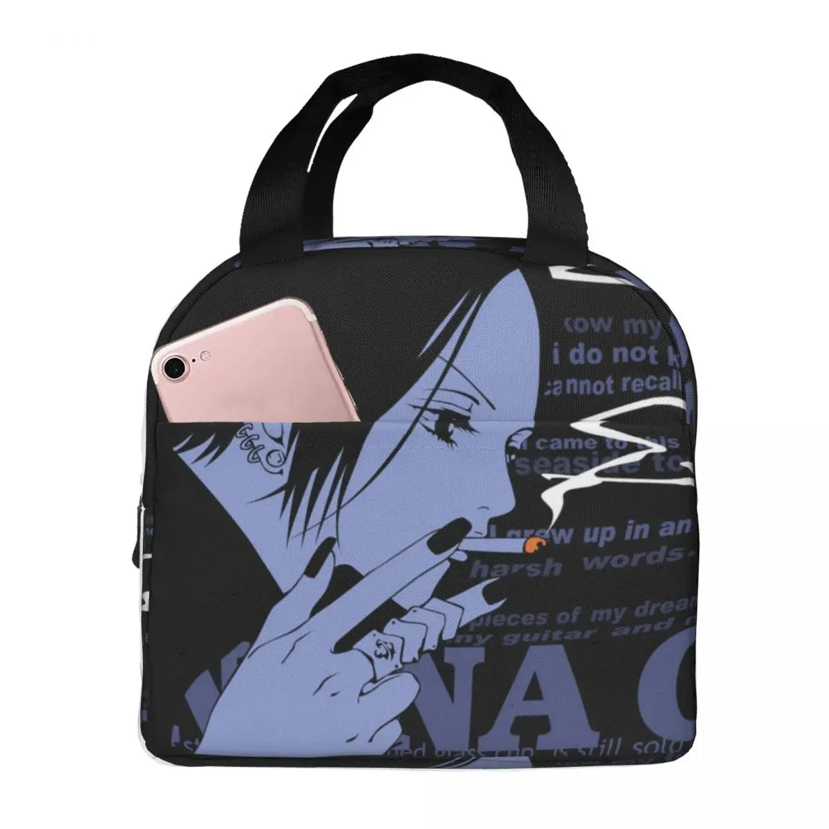 Manga Nana Osaki Lunch Bags Portable Insulated Canvas Cooler Anime Thermal Cold Food Picnic Travel Lunch Box for Women Children
