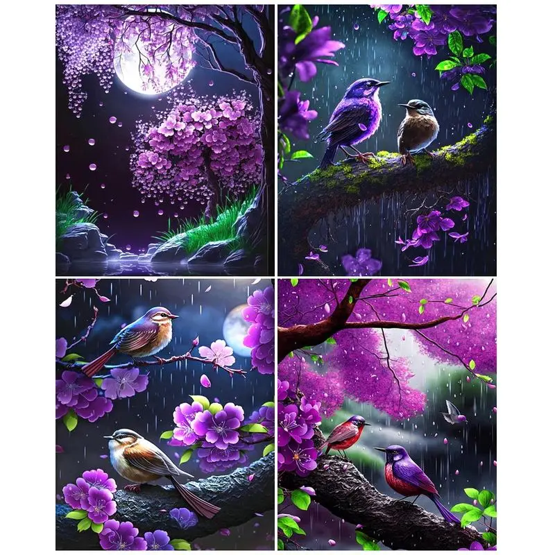 

GATYZTORY Frame Paint By Number For Adults Beginner Birds Tree Diy Acrylic On Numbers Painting Landscape Kit For Room Wall Decor