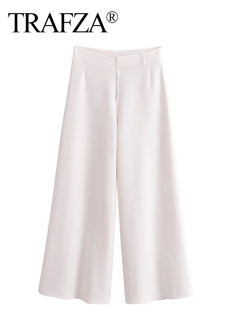 

Брюки Женские однотонные на молнии со скрытой пряжкой, с широкими штанинами