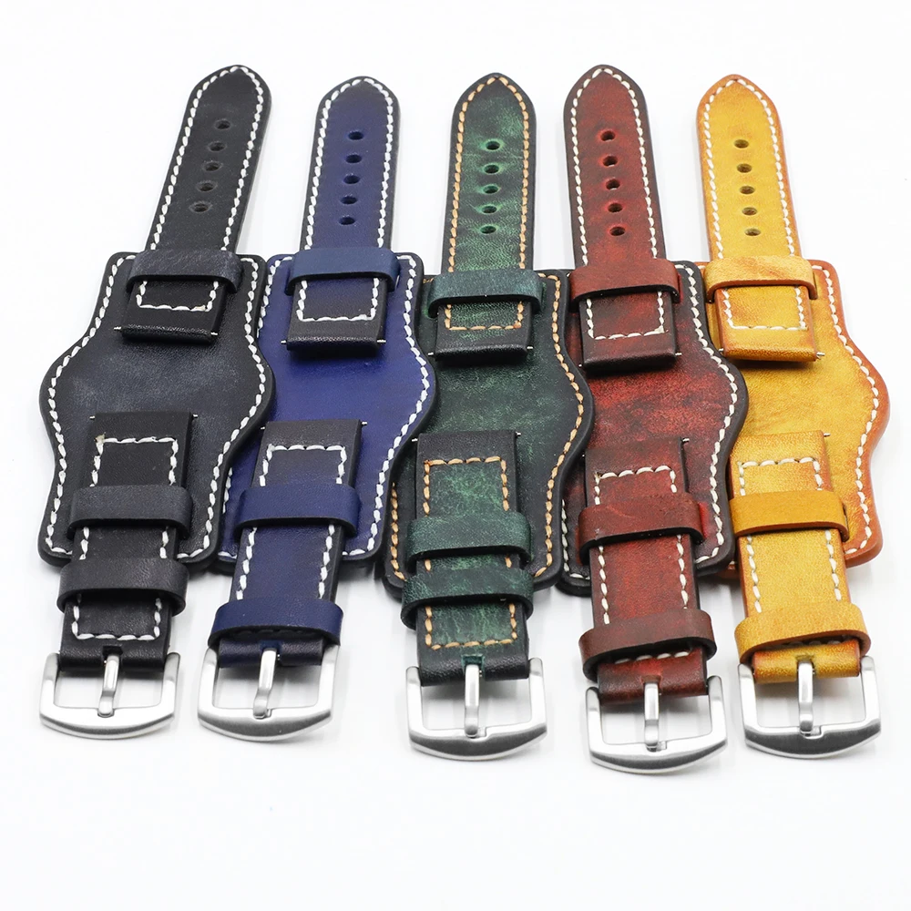 Onthelevel 20 мм 22 кожаный ремешок для часов темно-зеленый браслет Бесплатная съемка