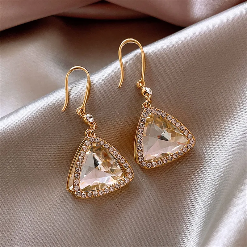 

Trendy Dangle Earrings Zircon Luxurious For Women Girls Metal Chain Drop Jewelry Ladies Classic Fashion Gift Wedding Party