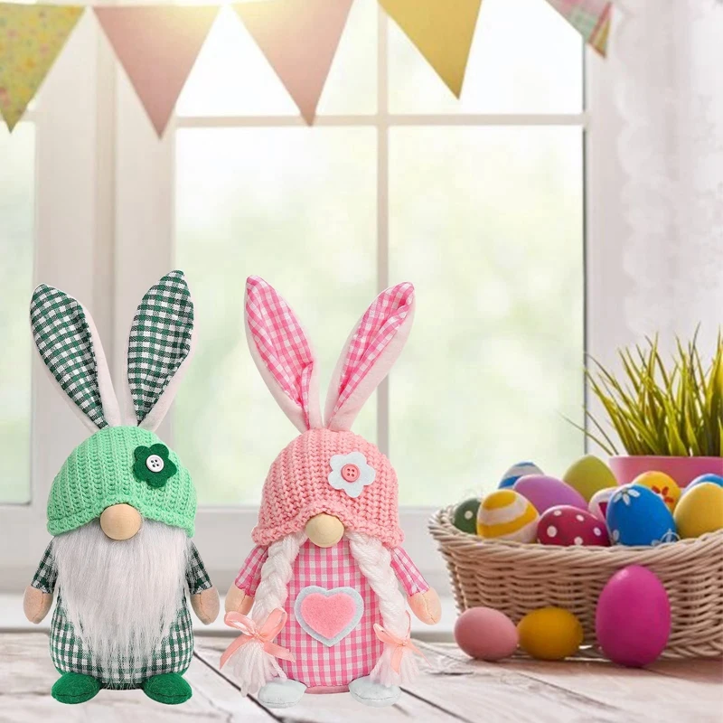 

Декоративные гномы Besteaster, 2 шт., плюшевый Пасхальный кролик, эльф, мягкая кукла, кролик, подарки, милый Пасхальный Безликий карликовый кролик