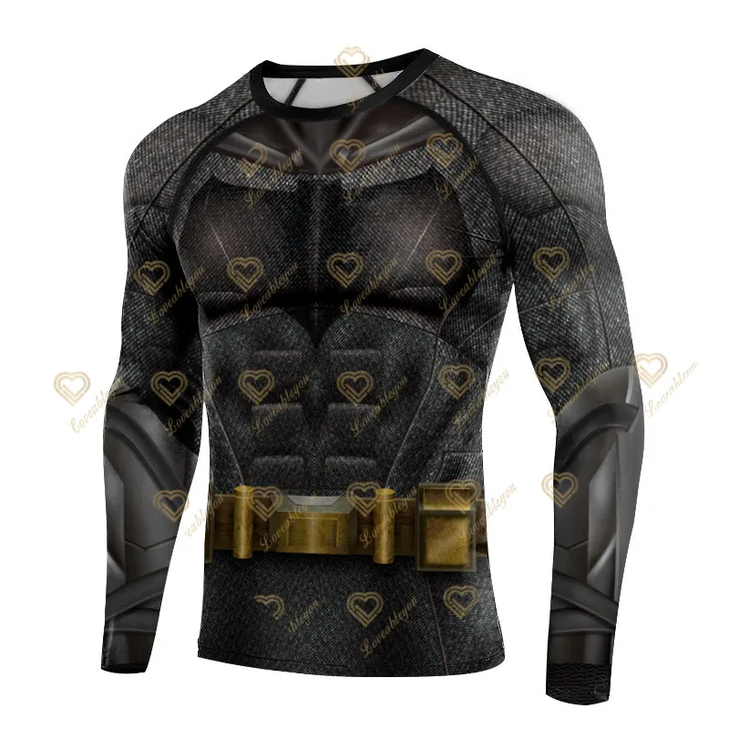 Long Sleeve Sport Shirt Unisex Superhero Punisher 3D Compression T Shirt Quick Dry Men's Running T-shirt Gym Fitness Rashgard