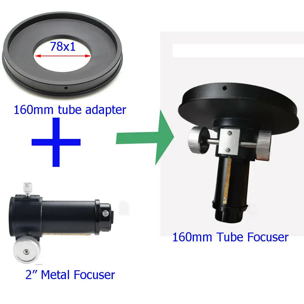 

2 Inches Metal Focuser for 154mm Objective Lens DIY Refractor Telescope Focusing Seat with 160mm Pipe Adapter Ring