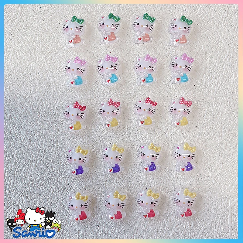 

New Cartoon 30Pcs Sanrios Hellokitty Nail Parts Accessories Kawaii Mini 3D Handmade Diy Toys Anime Cartoon Decoration Girls Gift