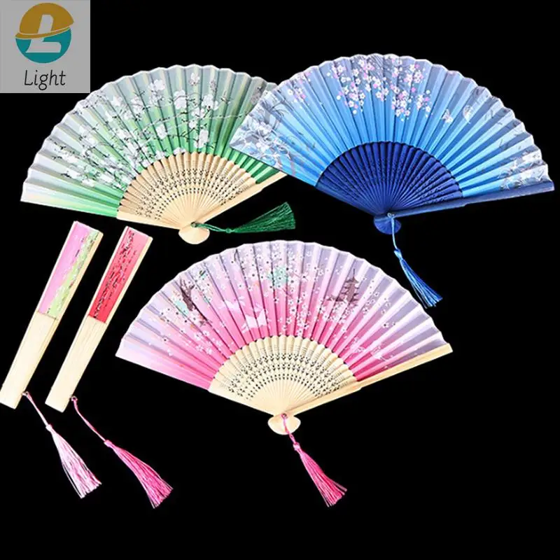 

Chinese Japanese Style Silk Flower Fan Folding Fan Home Decoration Ornaments Pattern Art Craft Gift Wedding Dance Hand Fan