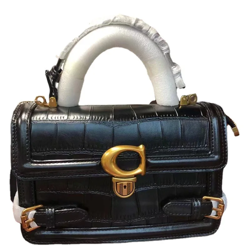 Famous Designer Genuine Leather Small Square Bag Women Shopping Metal Handbag 2023 New Fashion Single Shoulder Messenger Bags