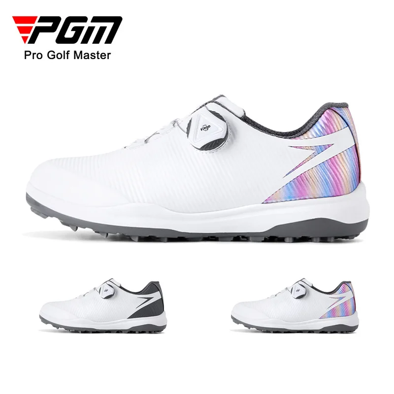 PGM Golf Shoes Ladies Patent Anti-Slip Sneakers Colorful Waterproof Women Training Quick Lacing A Pair Of Shoes Wear-Resistant