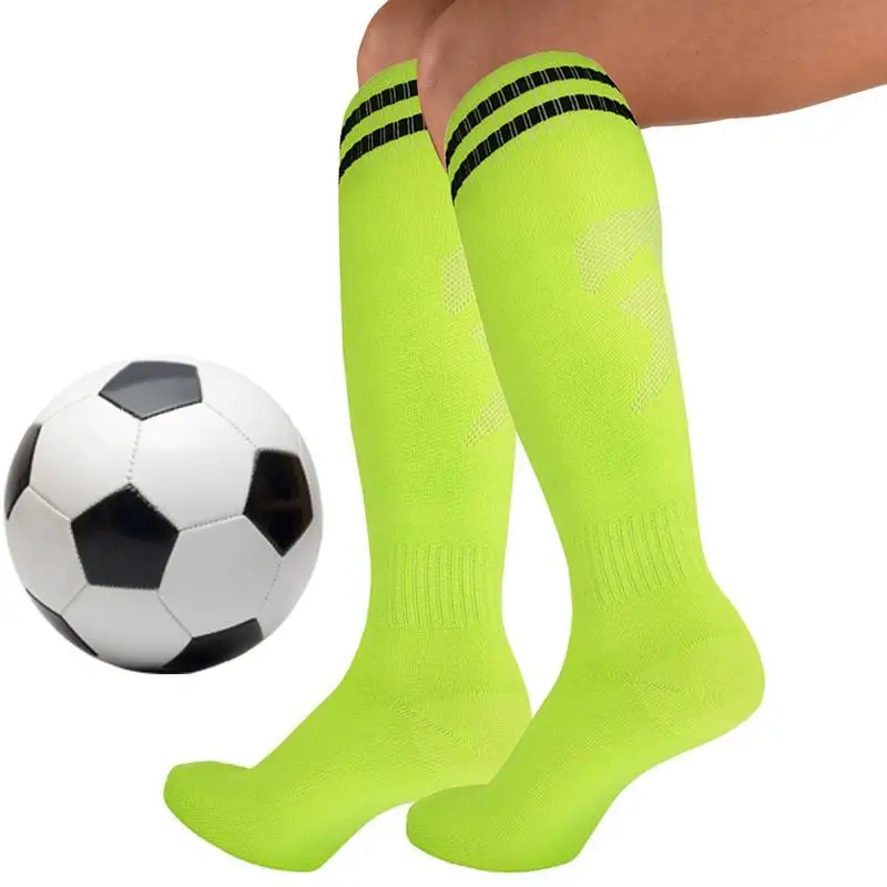 

Knee High Tube Socks Colorful Soccer Socks With Double Stripes Non-slip Long Tube Over The Knee Socks Striped Soccer Socks