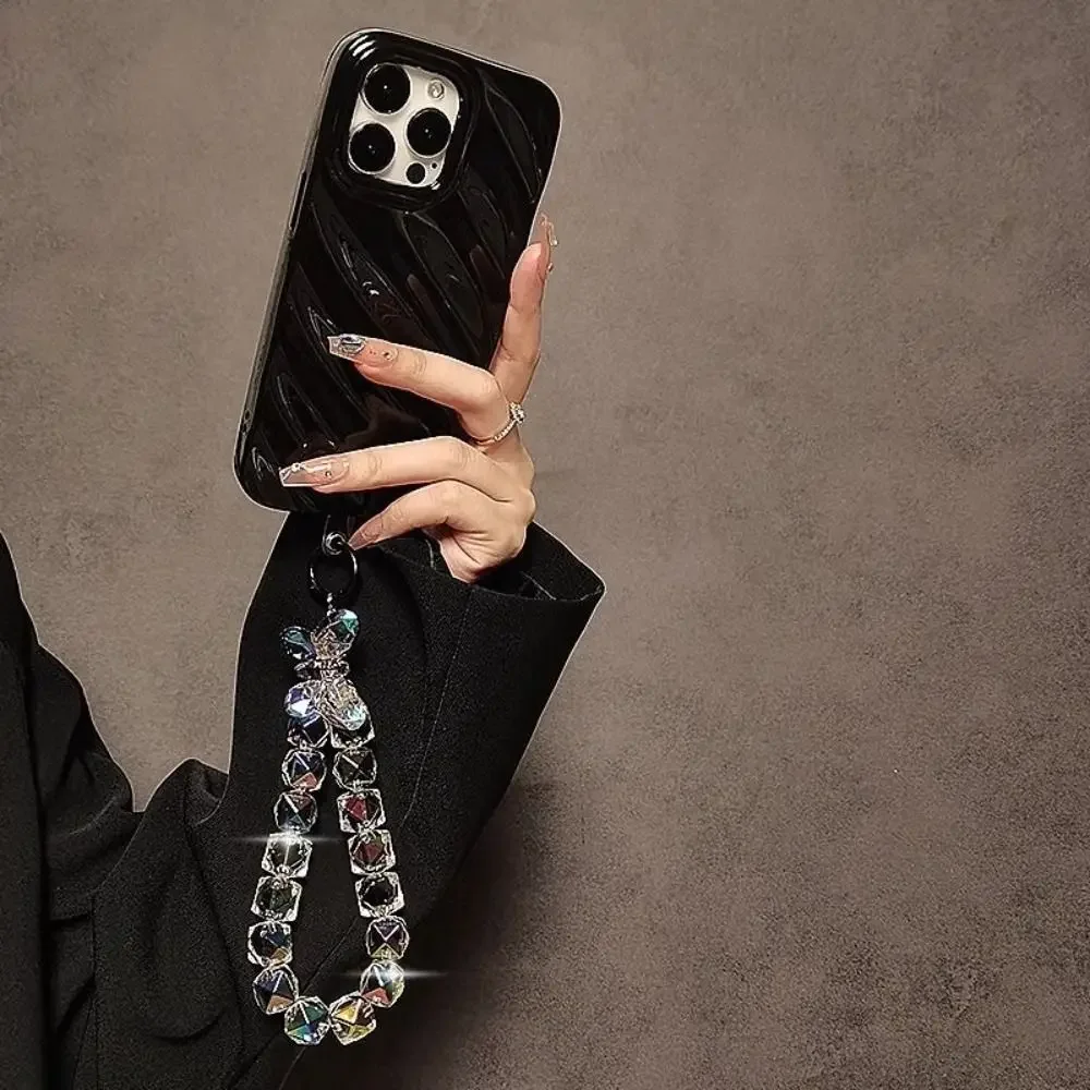 Стильный блестящий хрустальный ремешок для телефона с бусинами