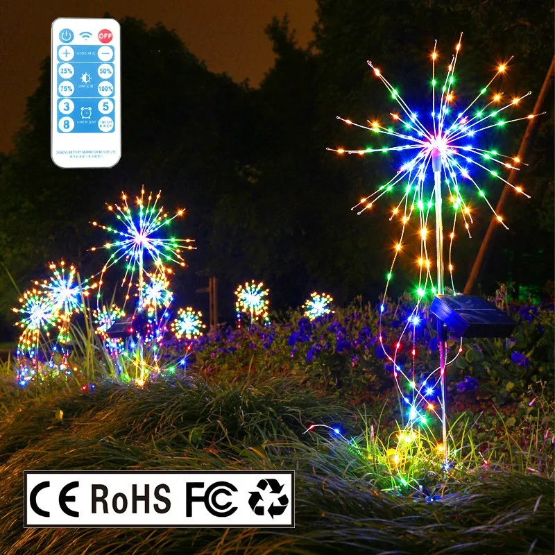 

Firework Solar Lights Outdoor Garden Decorative Lights Waterproof Copper Wire String Lights for Christmas, Pathway, Flowerbed