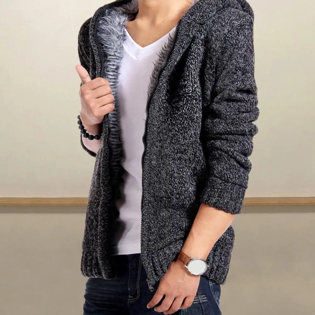 

New Fleece Zipper Hoodie Sweatshirt Mens 2022 Winter Warm Coat Male Solid Color Jacket Men Clothing 3XL