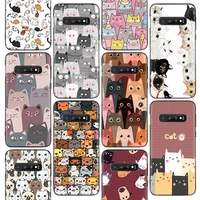 cat cute kitten cartoon phone case for samsung galaxy s10 plus s20 fe s21 s22 ultra s10e s8 s9 s7 edge j4 housing shell coque