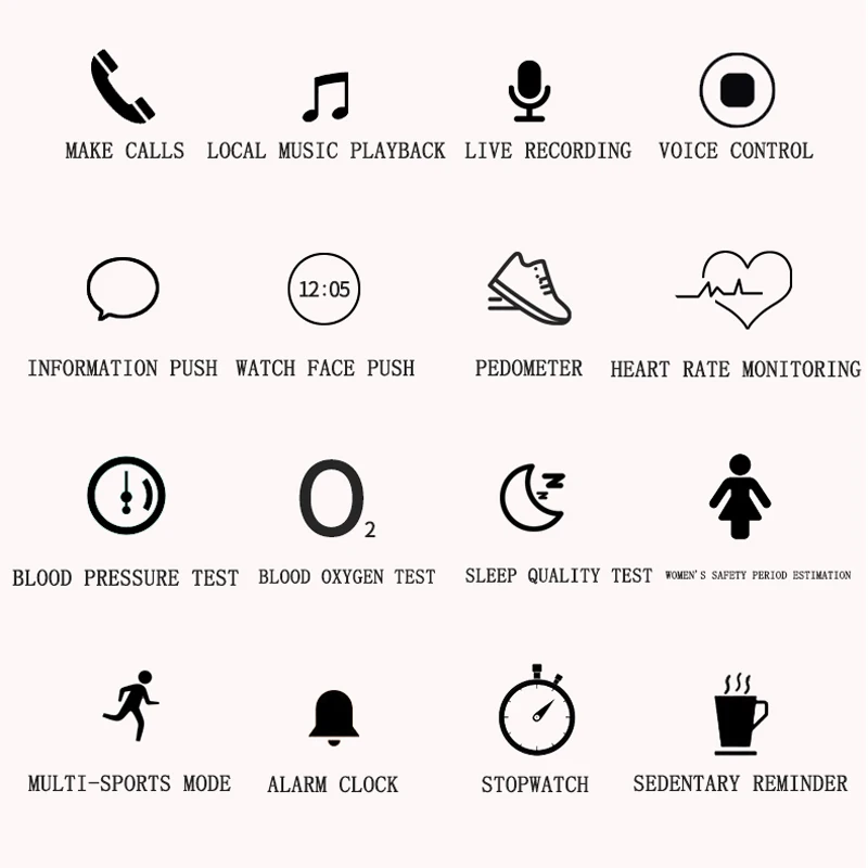 Женские Смарт-часы с Bluetooth пульсометром и тонометром |