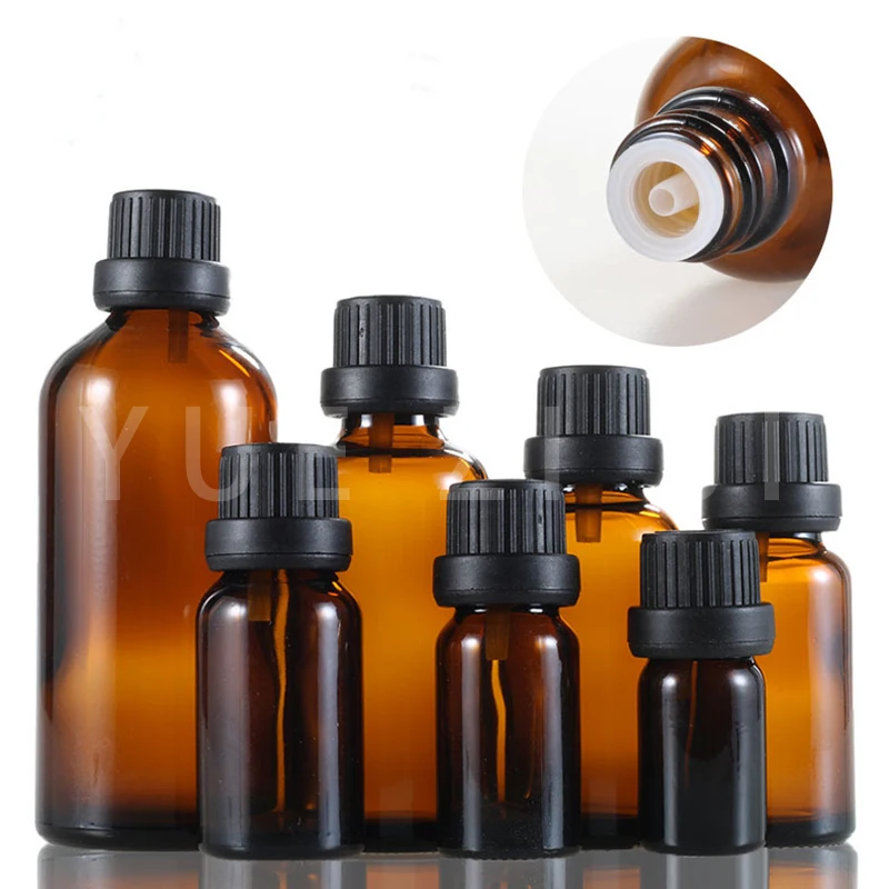 

6pcs 5ml 10ml15ml 20ml 30ml Amber Brown Glass Euro Dropper Bottles Essential Oil Liquid Aromatherapy Vials Containers