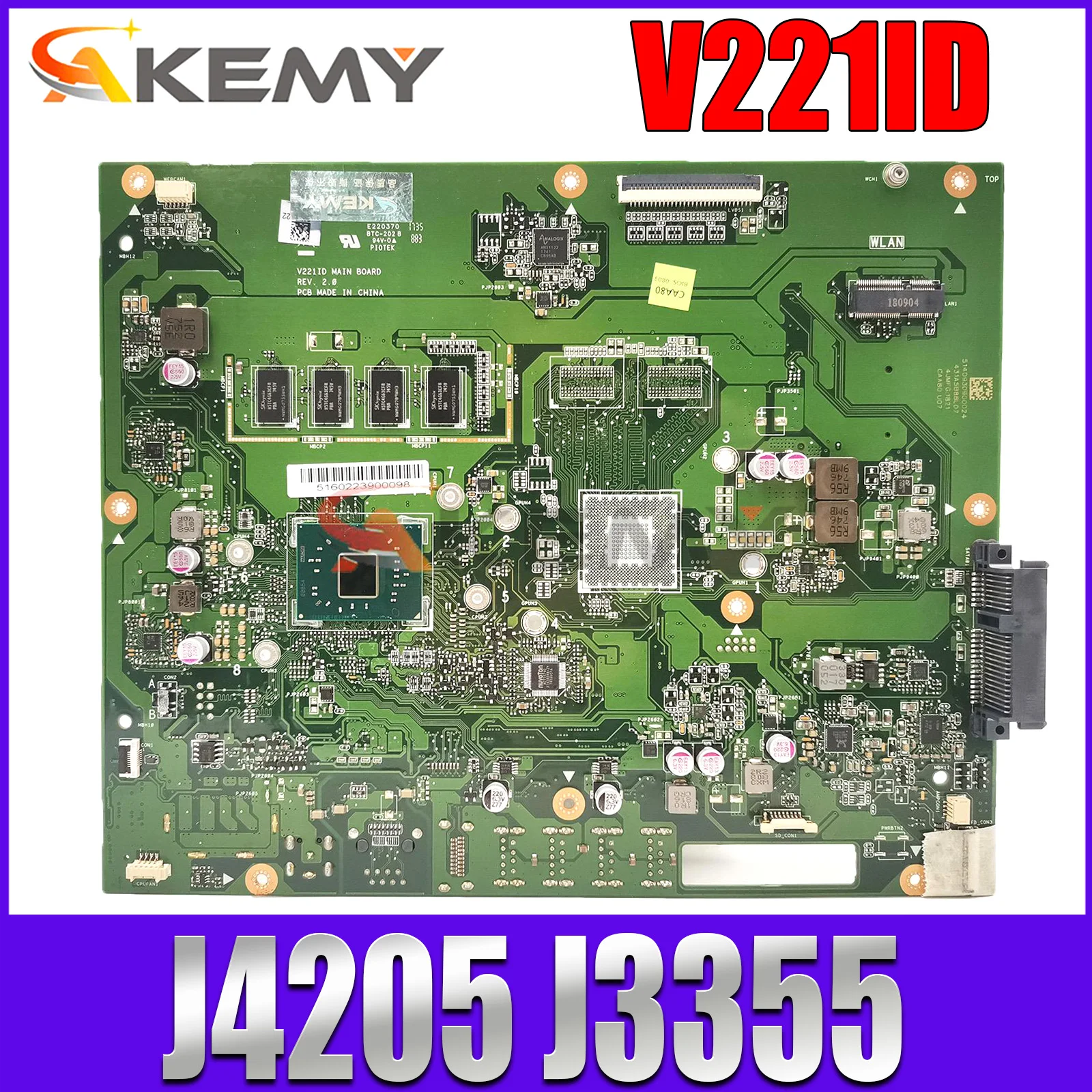 Материнская плата V221ID для Asus V221, V221I, V221ID, материнская плата «Все в одном» с процессором J4205, J3355, 4 Гб ОЗУ