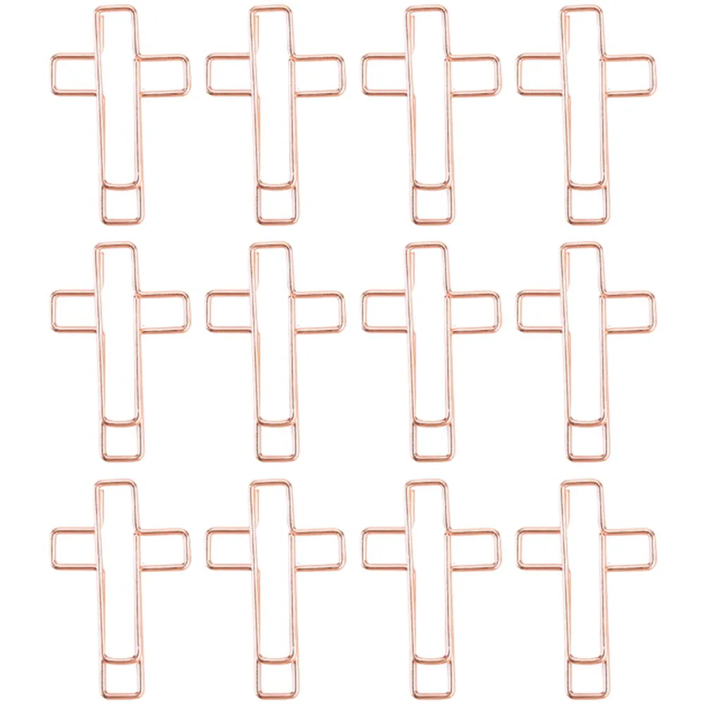 

12 Pcs Cross Clip Metal Bookmark Clips Shaped Bible Journaling Clamps Nice Office Folder Fine Church Memo