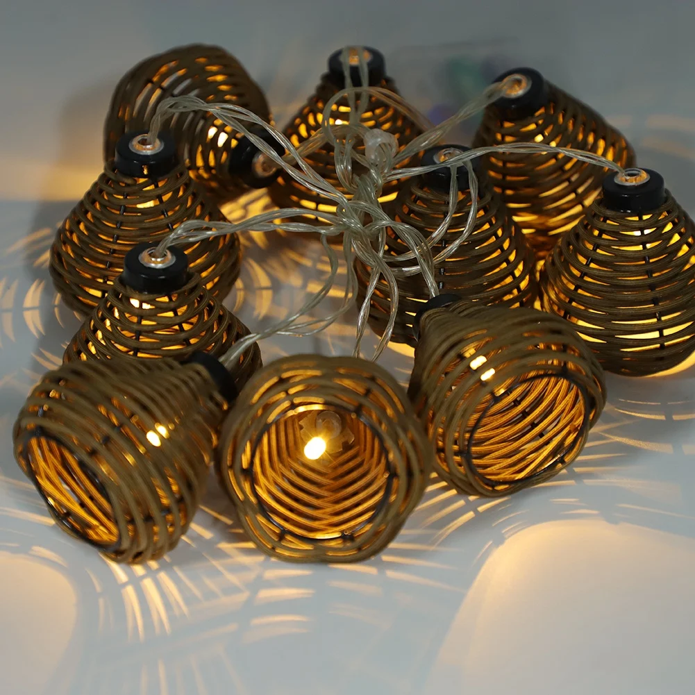 

10Pcs Christmas Simulated Rattan Lamps String Lights LED Rattan Balls Fairy Lights Wedding Home Decoration Holiday Classic