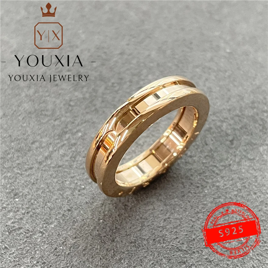 

1:1Hot sale Western style Customized Fashion ring silver 925 Three-color Exquisite Design Ring Personality Classic Shine Jewelry