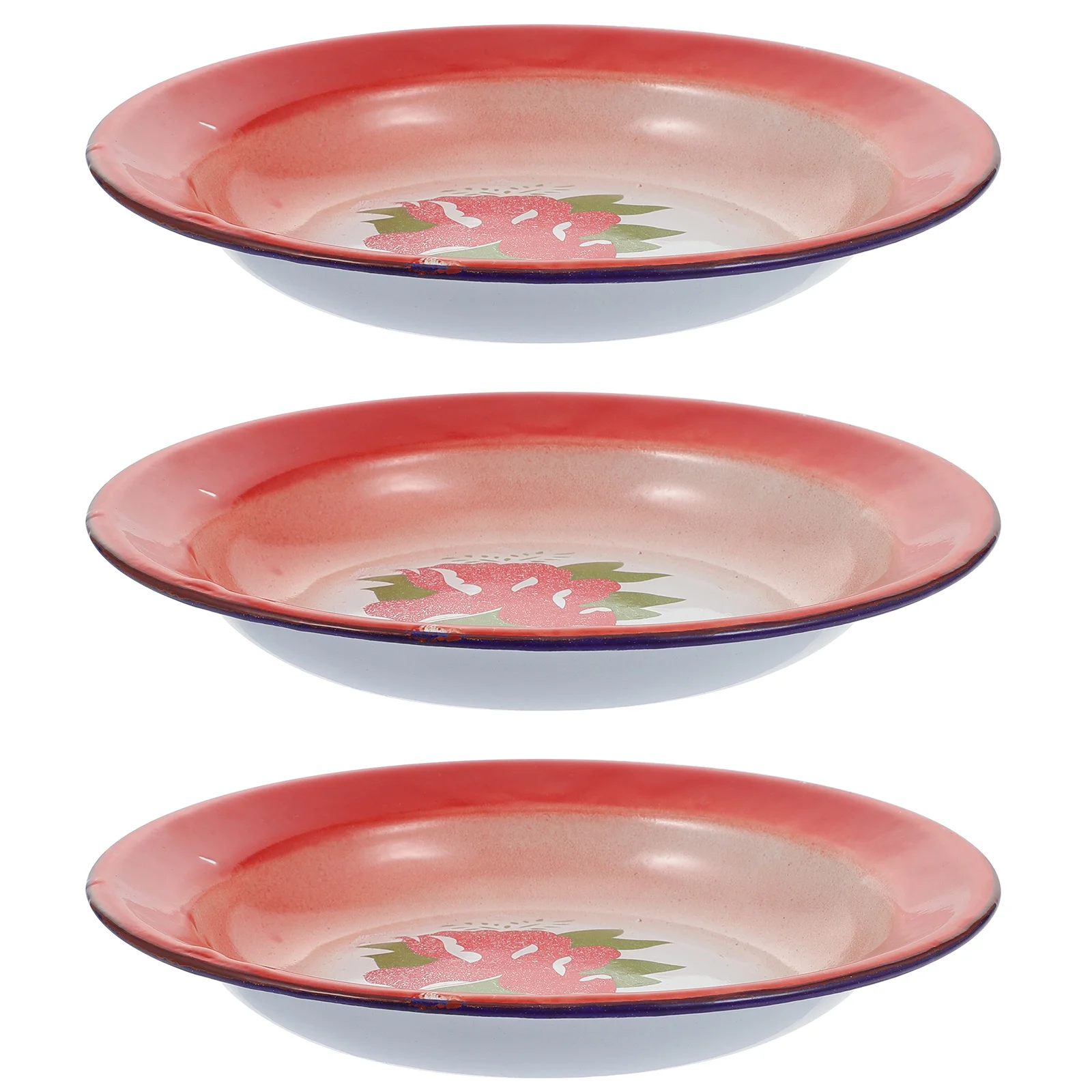 

3 Pcs Salad Dish Fruits Tray Snack Dishes Fondue Plates Dessert Spaghetti Server Vintage Enamel Dinner