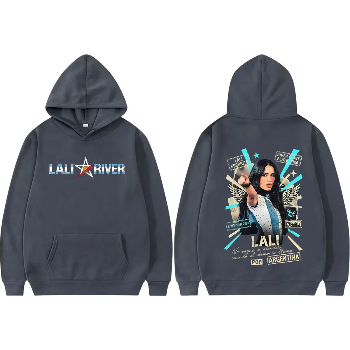 Фото Винтажные худи Singer Lali Esposito LA QUE LE GANA AL TIEMPO 2026 Tour для мужчин и женщин, повседневные пуловеры в стиле Харадзюку, оверсайз свитшоты №3
