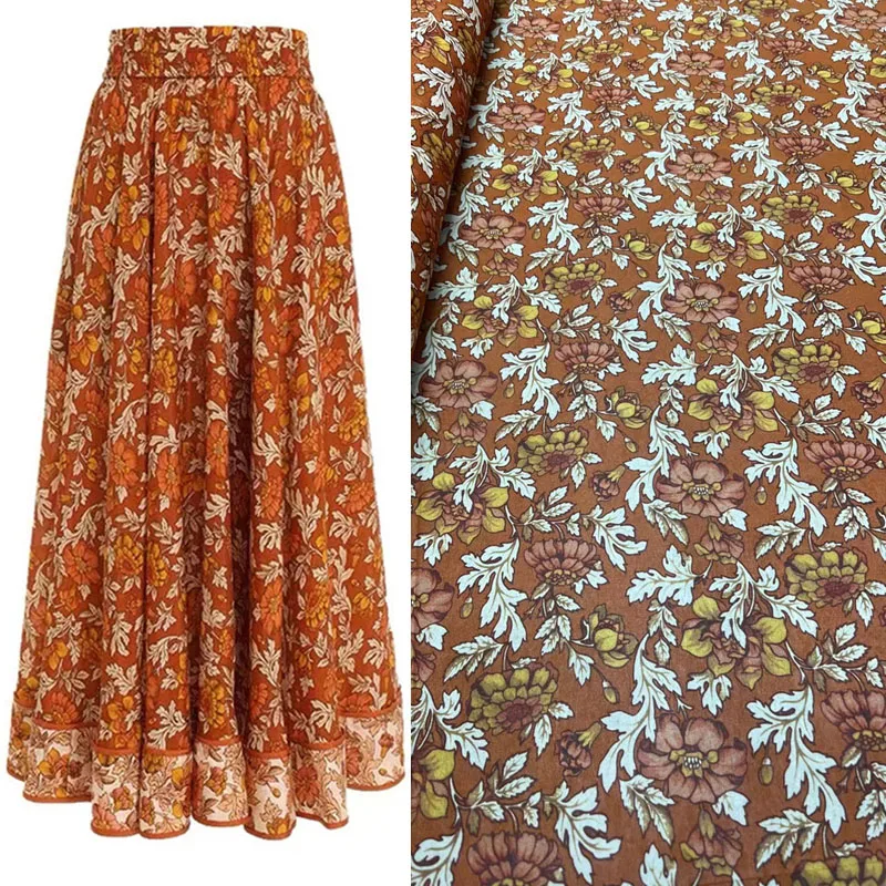 

Fashion New Pumpkin Yellow Pure Silk Georgette Fabric High-end Temperament Skirt Dress Silk Fabric Light Luxury Big Brand Twill