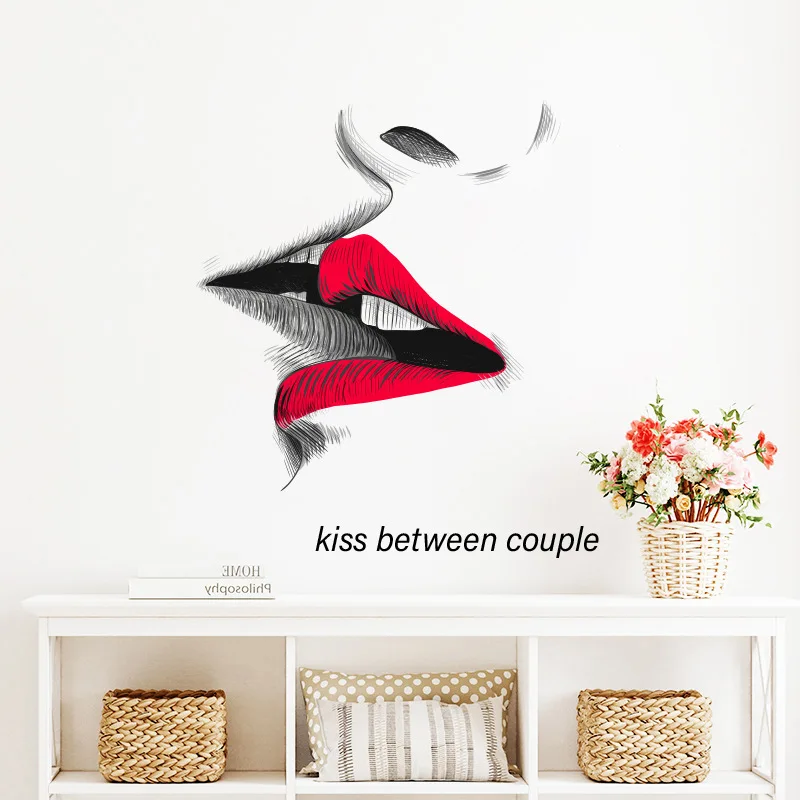 

Modern Kiss Wall Stickers Girl Teenager Living Room Bedroom Decor Aesthetic Mural Wall Decoration Art Wallstickers