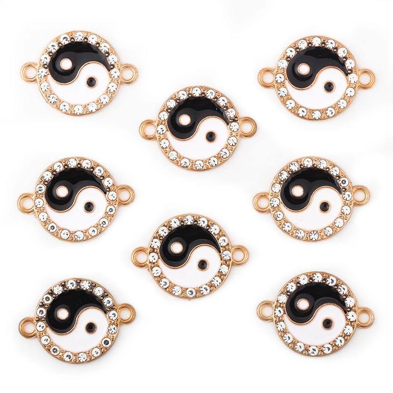 15Pcs 15*21MM Classic Enamel Tai Chi Bagua Charm Pendant Connector Women's Jewelry DIY Necklace Bracelet Earrings Accessories