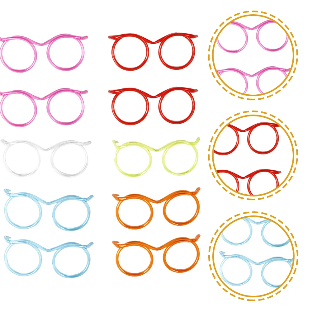 

Straws Straw Glasses Drinking Party Kids Eyeglasses Crazy Flexible Novelty Frame Fun Funny Reusable Silly Eyeglass Forfavors