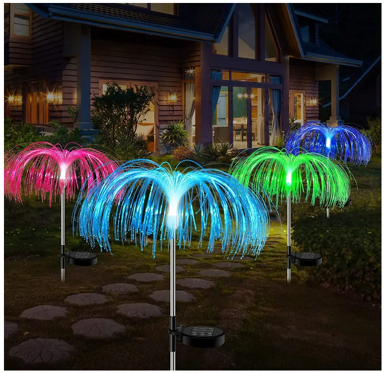 Solar Jellyfish Lights Fiber Optic Lights Luminous Charging Waterproof Garden Lights Garden Decorative Lights Fireworks Lights