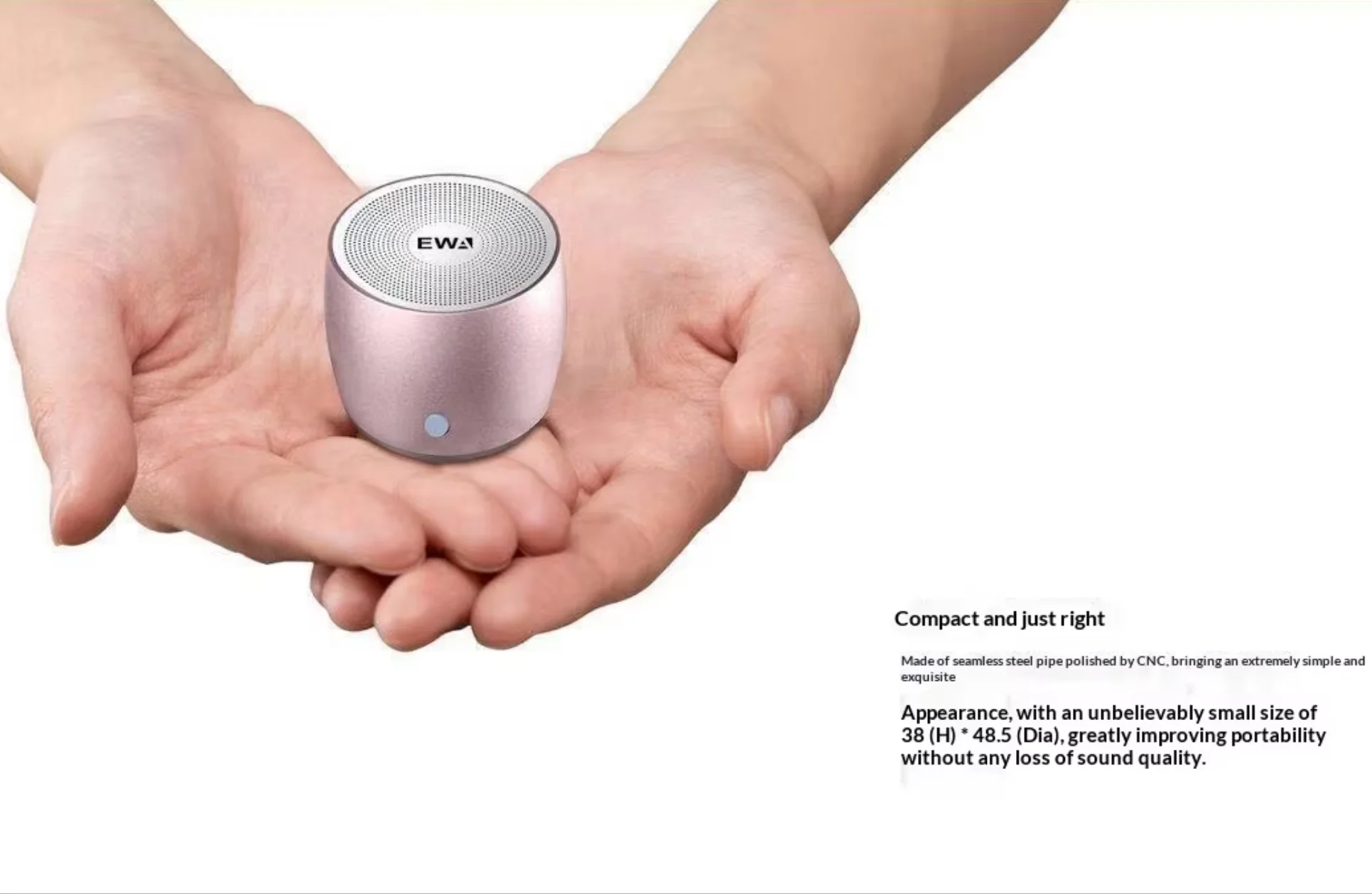 EWA A103 Миниатюрная Bluetooth-совместимая металлическая колонка, портативная уличная беспроводная акустическая система с мощным сабвуфером (art.: 3920db2e85dad) - 3920db2e85dad