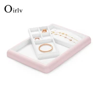 oirlv pink ring tray storage props multifunctional necklace bracelet jewelry storage pu leather tray