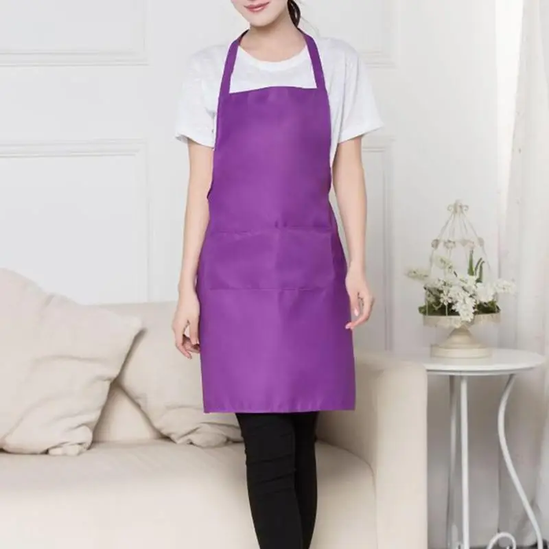 

Womens Aprons Waterproof Oil-Proof Kitchen Apron With Pockets Chefs Baking Solid Color Sleeveless Apron Home Cleaning Tool